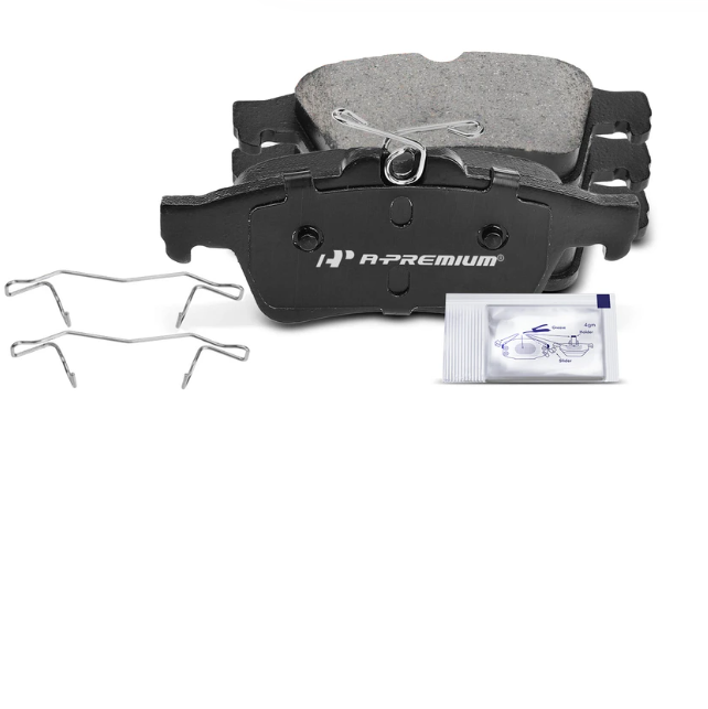 A-Premium 4pc Rear Ceramic Brake Pads for Chevrolet, Cobalt, Ford, Mazda, Jaguar, SAAB, and SATURN.